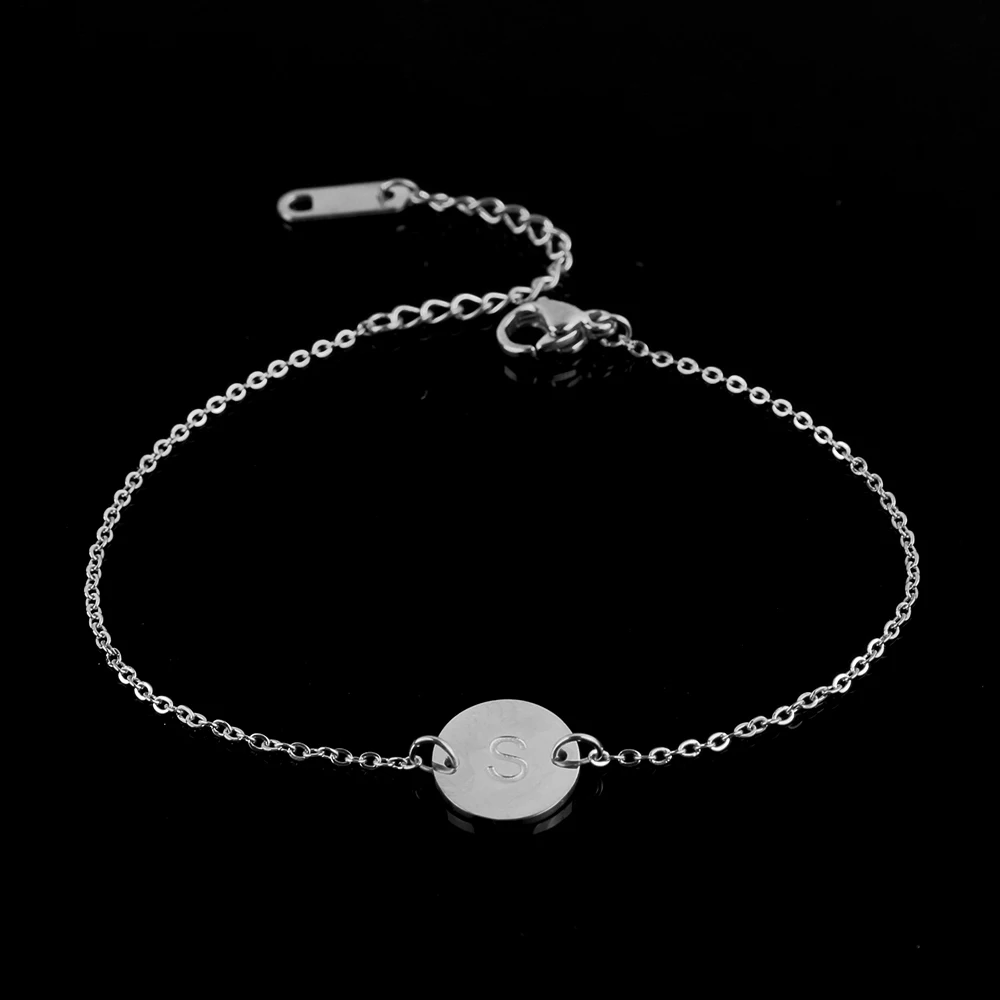 

ZUUZ bracelets bangles child jewelry accessories charm silver best couple friendship Letter S id bracelet chain link bracelet