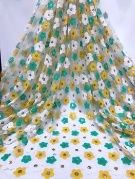

Latest Nigerian Lace Fabric Colorful Sequin Embroidery Organza Lace Fabric High Quality African French Lace Fabric For Wedding
