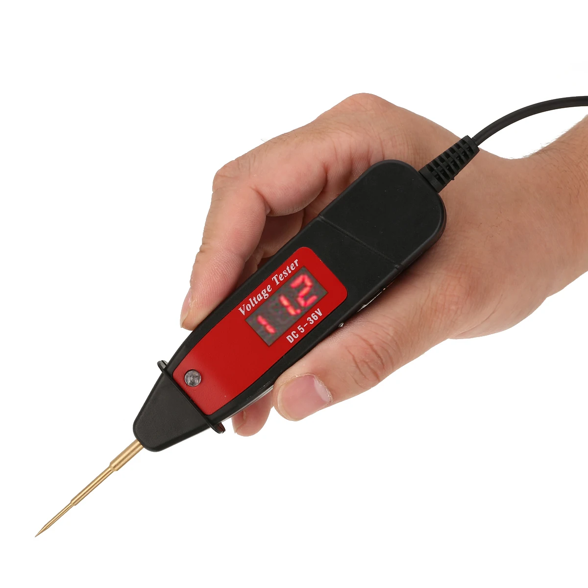 1.65m Extended Spring Line Car Digital LCD Electric Test Pen LED Light Electrical Detector Tester FOR Car Voltage Measuring Tool