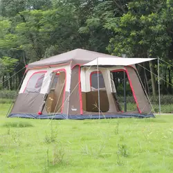 Автоматическая 8-12 человек использование ультрапрочный двойной слой водостойкий один зал две спальни ветрозащитная палатка большая