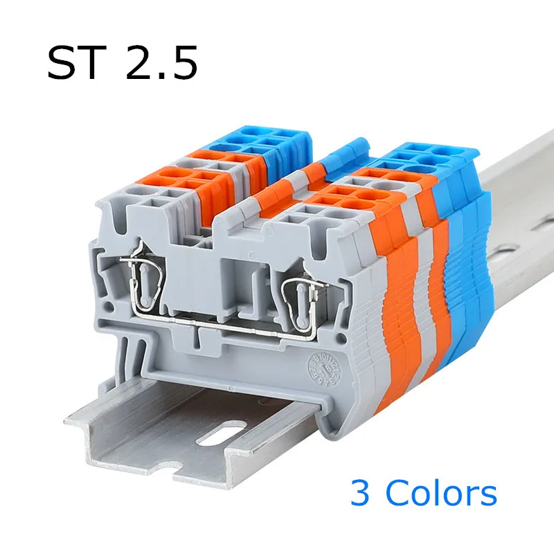 

10pcs/lot ST 2.5 PHOENIX Type Din Rail 4 Contacts Spring-cage Quick Connector Modular Terminal Block ST-2.5