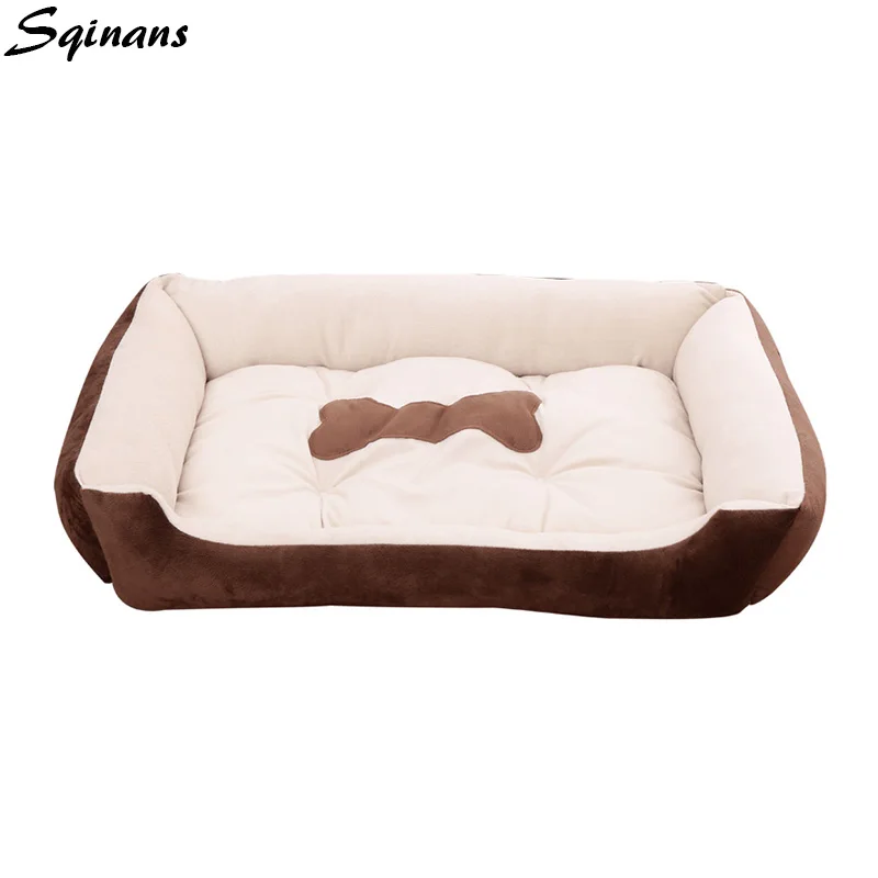 Sqinans 6 Sizes Square Dog Bed Soft Fleece Puppy Cat Cushions PP Cotton Padded Large Beds For Golden Retriever | Дом и сад