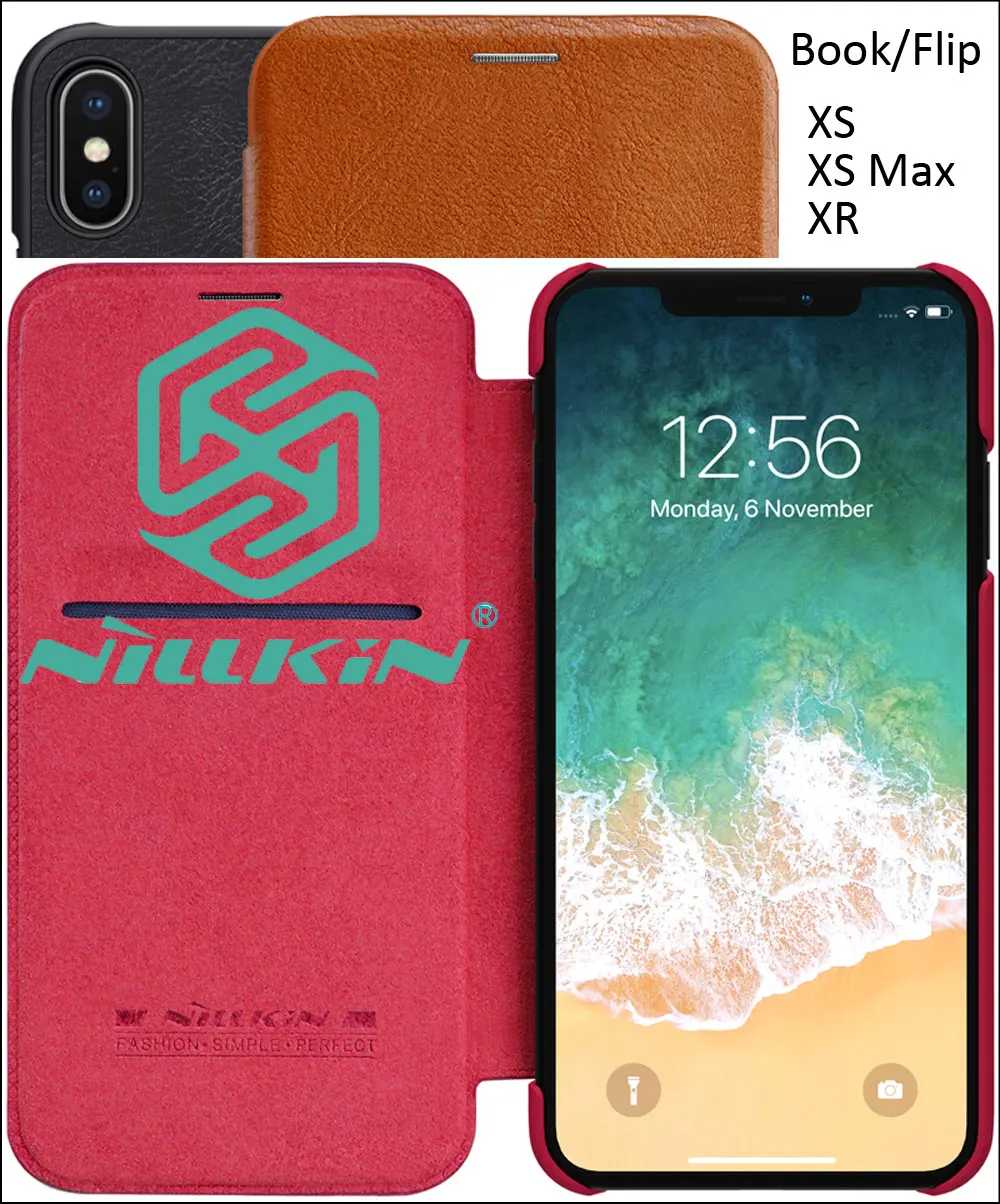 Кожаный чехол книжка Nillkin Qin для iPhone XS Max|Бамперы| |