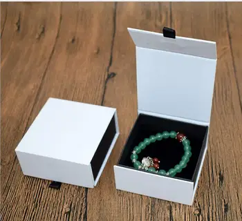 

120pcs/lot White Box top and bottom 8.3*8.5*4CM chain bracelet Boxes Jewelry Packaging Display Carrying Case Gift Boxes