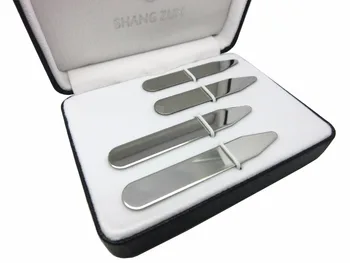 

SHANH ZUN Metal High Polished Stainless Steel Collar Bones for Men's Dress Shirt 4 Pcs 2 Size In a Nice Box