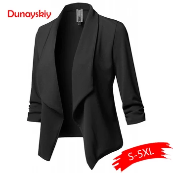 

Women Solid Blazers Cardigan Coat Long Sleeve Women Blazers And Ruched Asymmetrical Casual Business Suit Outwear 2020
