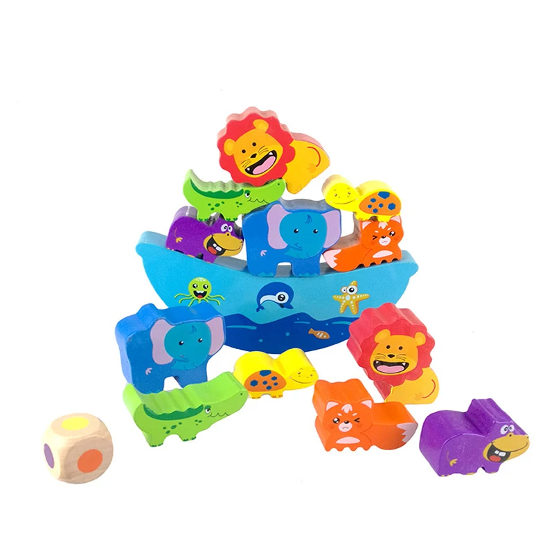 

Wooden Puzzle Cute Forest Animal Seesaw Balance Wood Educational Toys For Children MT49