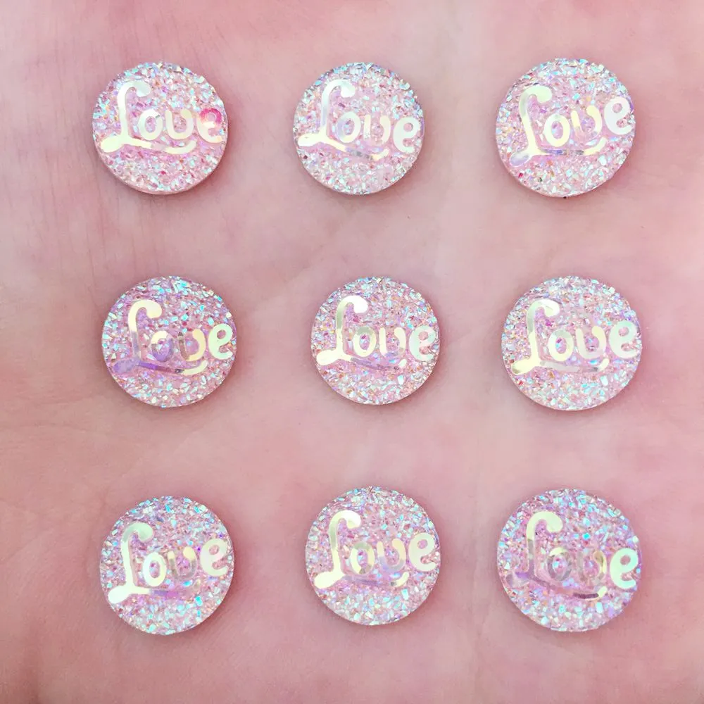 

AB Resin round 200PCS 12mm "LOVE" stone Flatback scrapbooking for phone U PICK K005*5