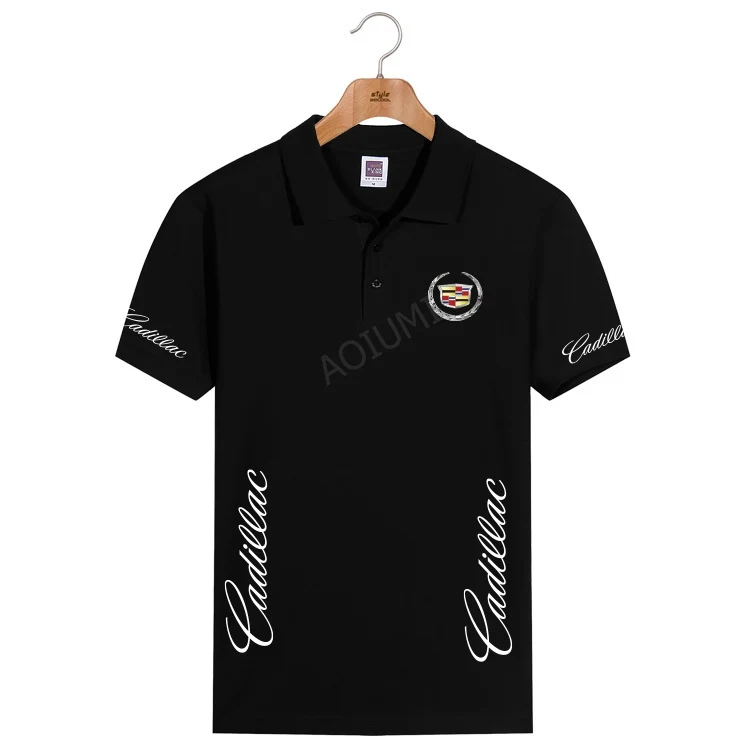 

new styles men brand clothing fashion solid Cadillac polo shirts summer polo shirts male top quality casual mans clothes