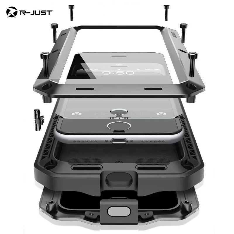 R JUST Luxury Doom Armor Duty Shock life waterproof Metal Aluminum