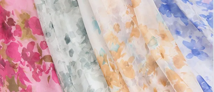 LANLINYING Высокое качество печатных шифон китайской живописи тушью стиль ткань крутое платье шарф DIY Одежда Ткань Материал D514