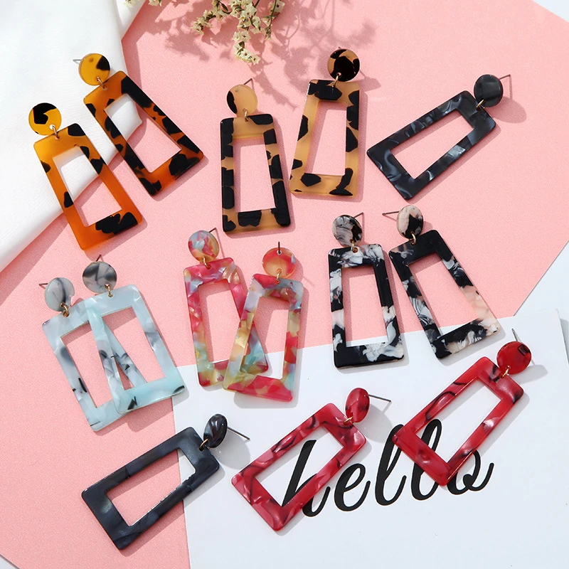 

Personality 2019 Big Acetic Acid Drop Earrings for Women Resin Large Square Earrings Trendy Geometric Acrylic Jewelry X168
