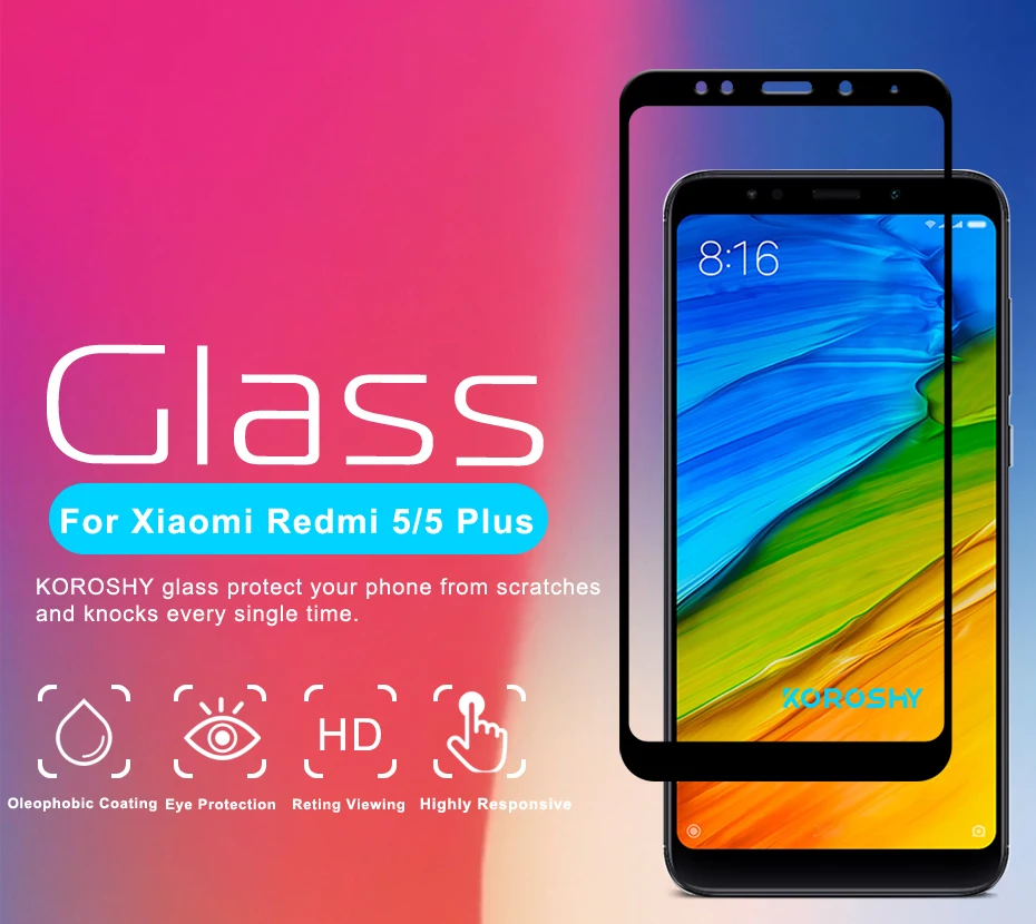 KOROSHY Full Cover Tempered Glass for Xiaomi Redmi 5 Plus Redmi5 Plus Xiomi Redmi 5 Plus Screen Protector Ultra Thin Glass Film (4)