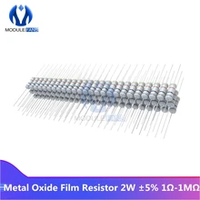 Resistor electrónico de película de óxido de Metal 100, 2W, 1K, 5% K, 5% K, 5% K, 2,2 K, 10K, 15K, 22K, 47K, 4,7 K, bricolaje, 5,1 Uds. + 6,8-100