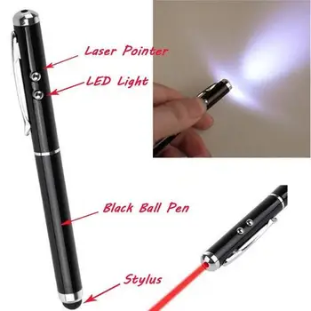

Black 4-in-1 LED Light Stylus Pen Laser Pointer for Capacitive Touch
