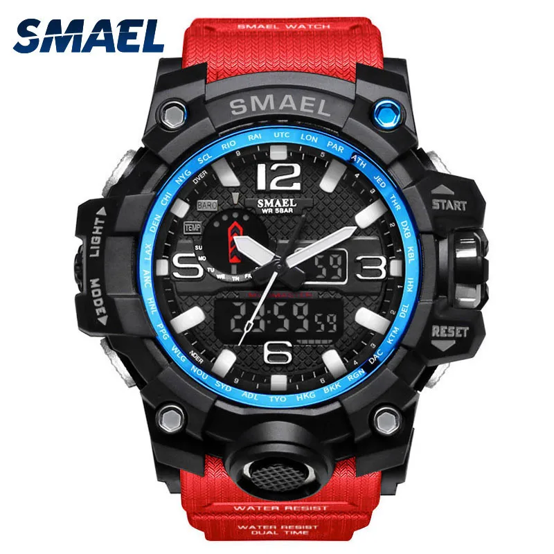 SMAEL мужские наручные часы спортивные с двойным дисплеем Аналоговые электронные спортивные часы Relogio цифровой Esportivo светодиодный часы - Цвет: H