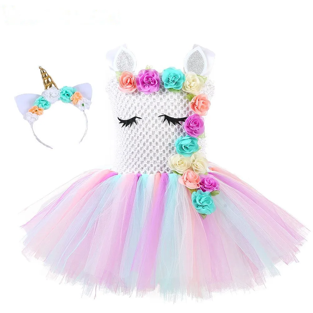 

Wholesale Kids Dresses For Girls Unicorn Party Princess Dress Elsa Costume Child Girls Wedding Dress Toddler Moana Dress fantasi