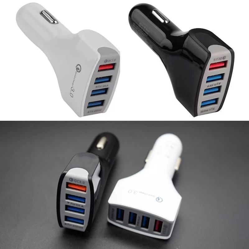 

Good QC3.0 Quick Phone 4 Port USB Car Charger Fast Smart Charging Charge Adapter for Samsung Huawei iPhone Xiaomi