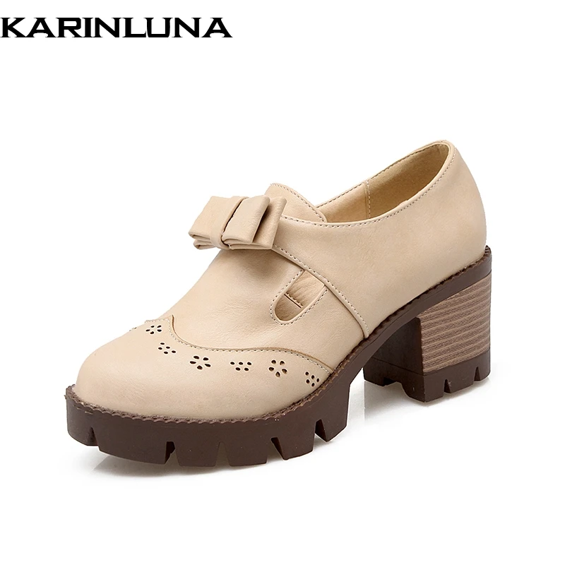 

KARINLUNA 2018 Large Size 34-43 Spring Square High Heels Women Shoes Woman Pumps Sweet Comfortable Platform Shoes