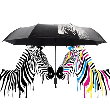 

UV Protection Umbrella rain Women Creative Color Change Umbrella Strong Waterproof Men 3 Folding Parasol Durable Rain Tool 60U93