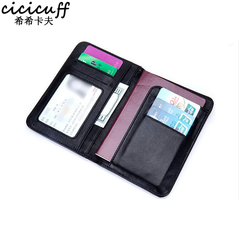 

CICICUFF Sheepskin Knitting Genuine Leather Passport Holder Credit/ID Card Holders Women/Men Soft Passport Cover Travel Case