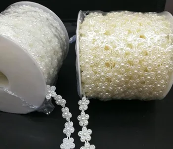 

15 Meters White/Beige 15mm Plastic Flowers Garland For Wedding Party Holiday Centerpiece Hanging Decoration Bouquet Decor.