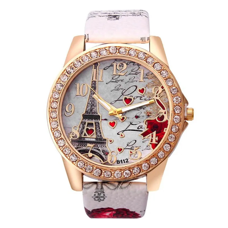 

2018 New Classic Unisex Tower Pattern Leather Band Analog Quartz Vogue Luxury Quartz Wrist Watches feminino Dropshipping 38
