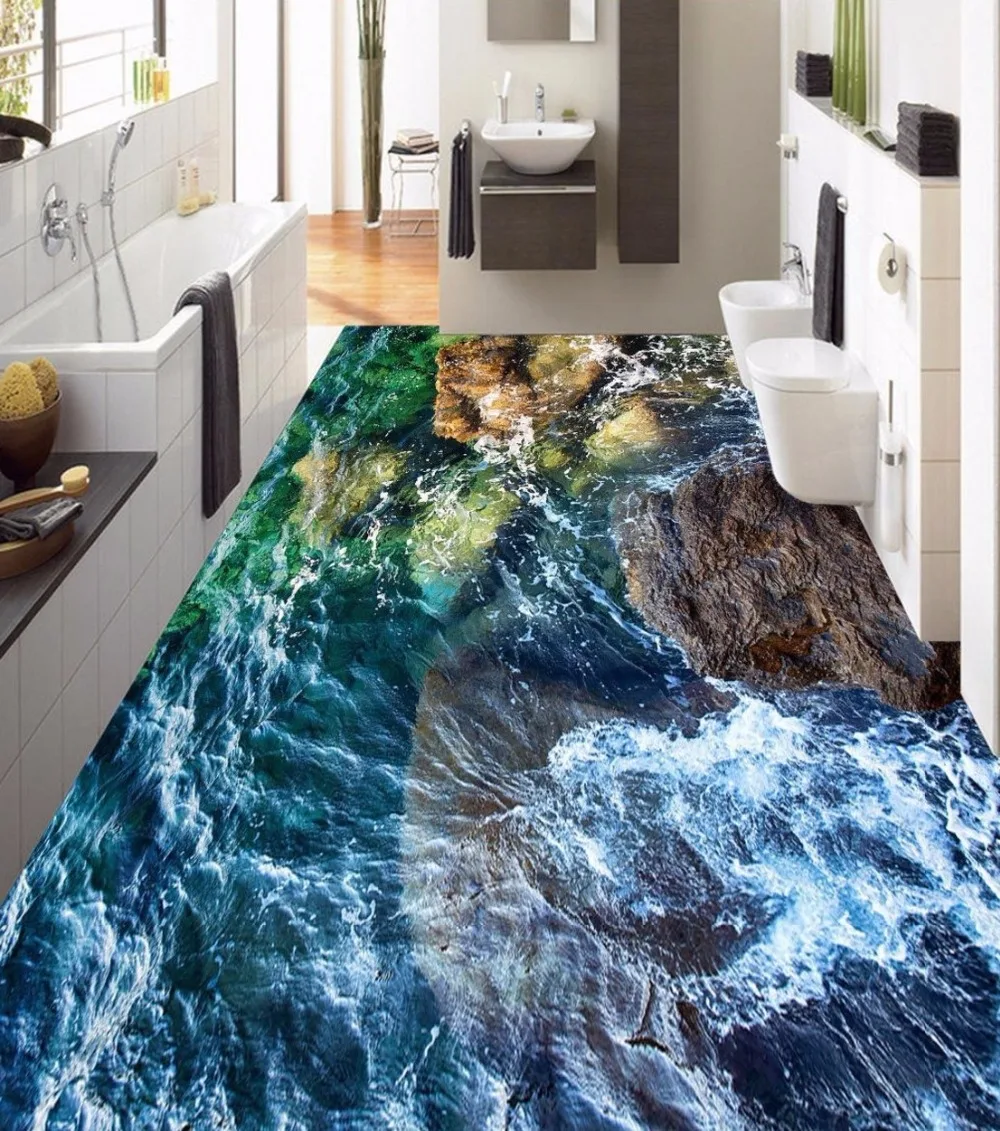 Изготовленный на заказ пол beibehang картина 3d красивых чудес Coast камень 3D Гостиная Ванная комната бумажная плитка де parede 3d полы