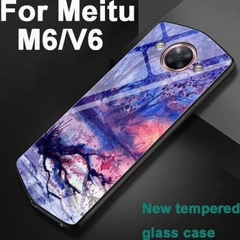 

2PCS Cartoon For Meitu V6 case cover For Meitu V6 MP1605 /M6 MP1503 glass case tempered glass phone cases For MeituV6 shell