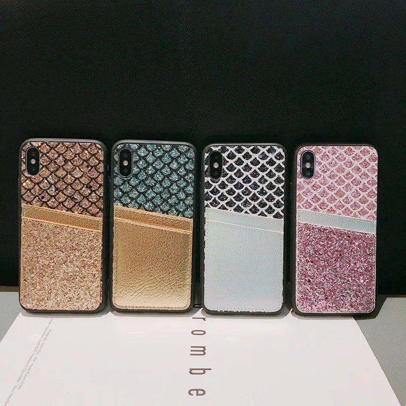 

Glitter Gridlines With Card Pocket Phone Case Cover For Huawei Mate 20 P20 P30 Honor 10 8x 8a 8s 7A Pro Lite Back Protect Funda
