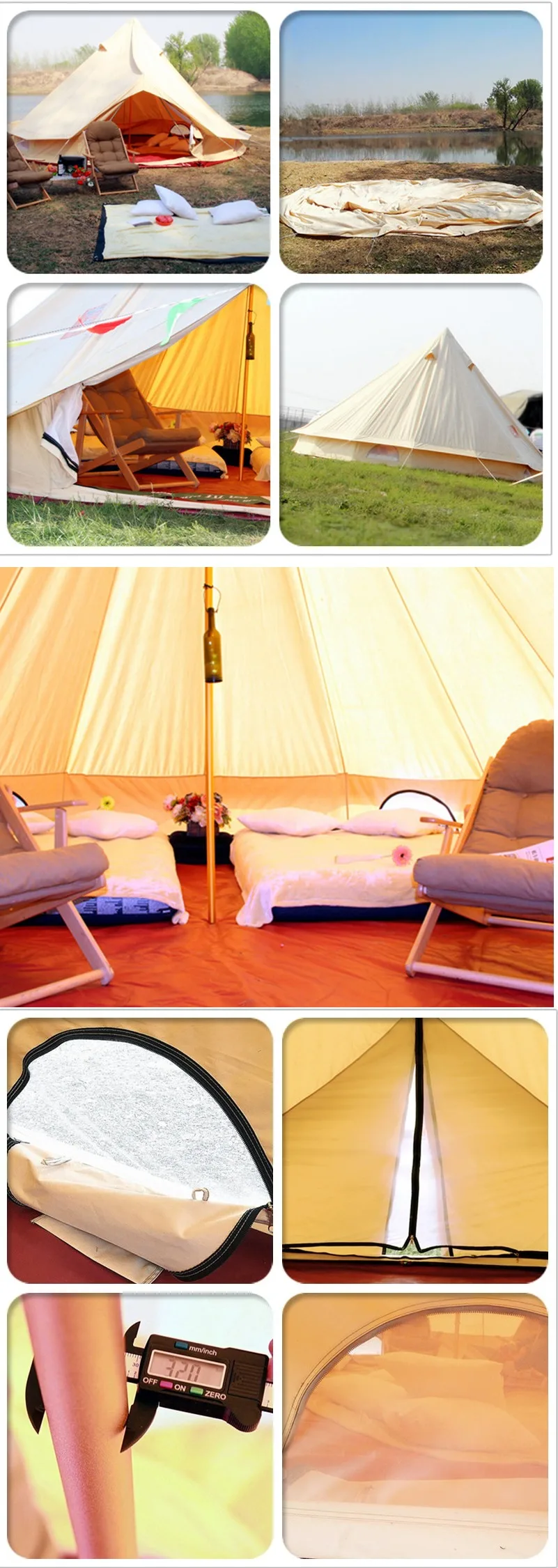 5 м/16,4 фута диаметр круглая холщовая палатка famliy кемпинг и вечерние колокольчики цвета хаки