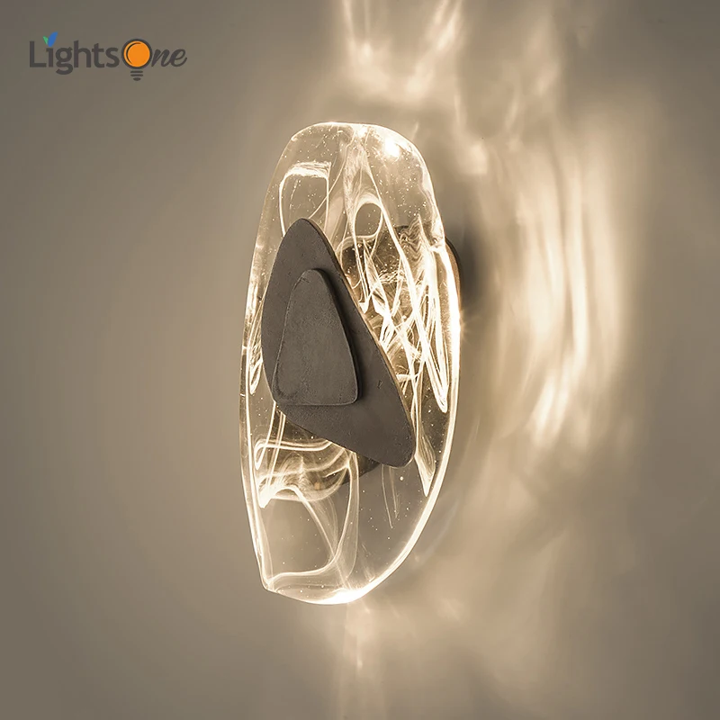 

Light luxury atmospheric crystal wall lamp post modern minimalist hotel living room bedroom creative art wall light