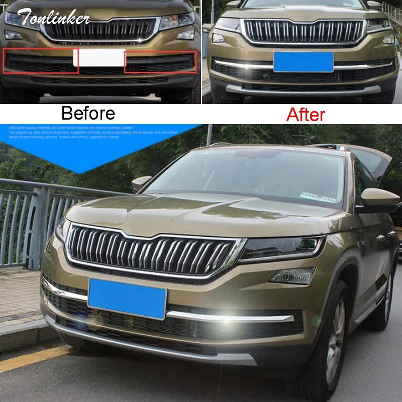 Tonlinker крышка наклейка s для SKODA KODIAQ-18 автомобильный Стайлинг 2 шт. нержавеющая сталь под Гонки Грили положение крышка наклейка