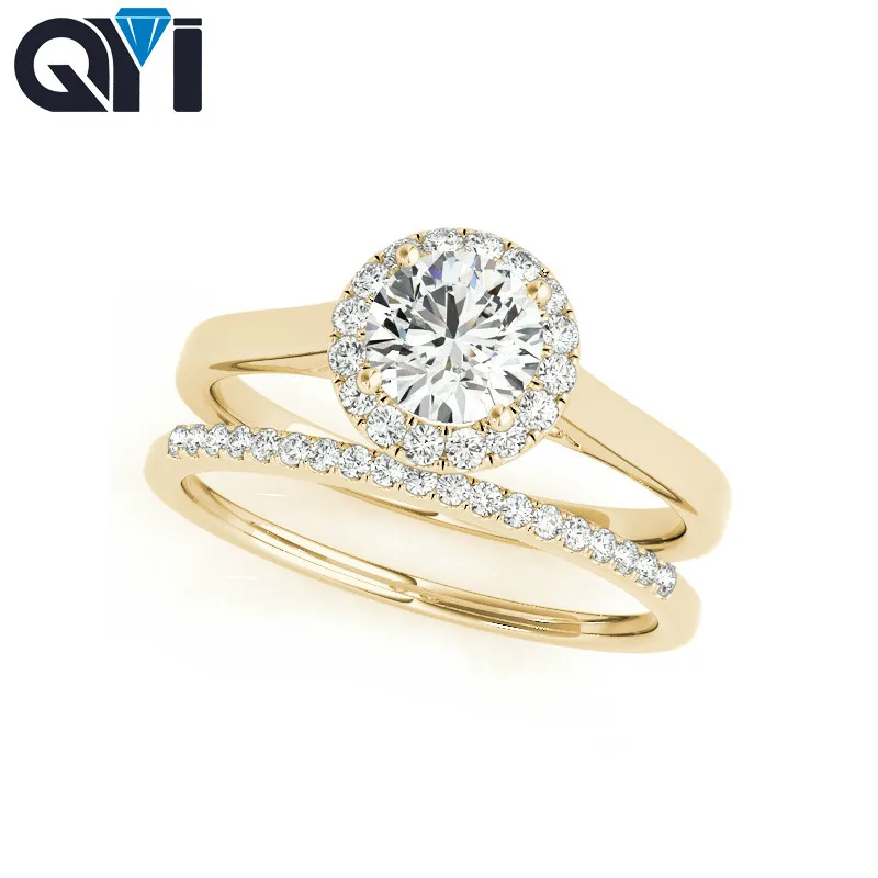 

QYI 1 ct Solid 925 Sterling Silver Ring Sets Wedding Accessorise Cubic Zircon Bridal Sts Jewelry Rings For Women