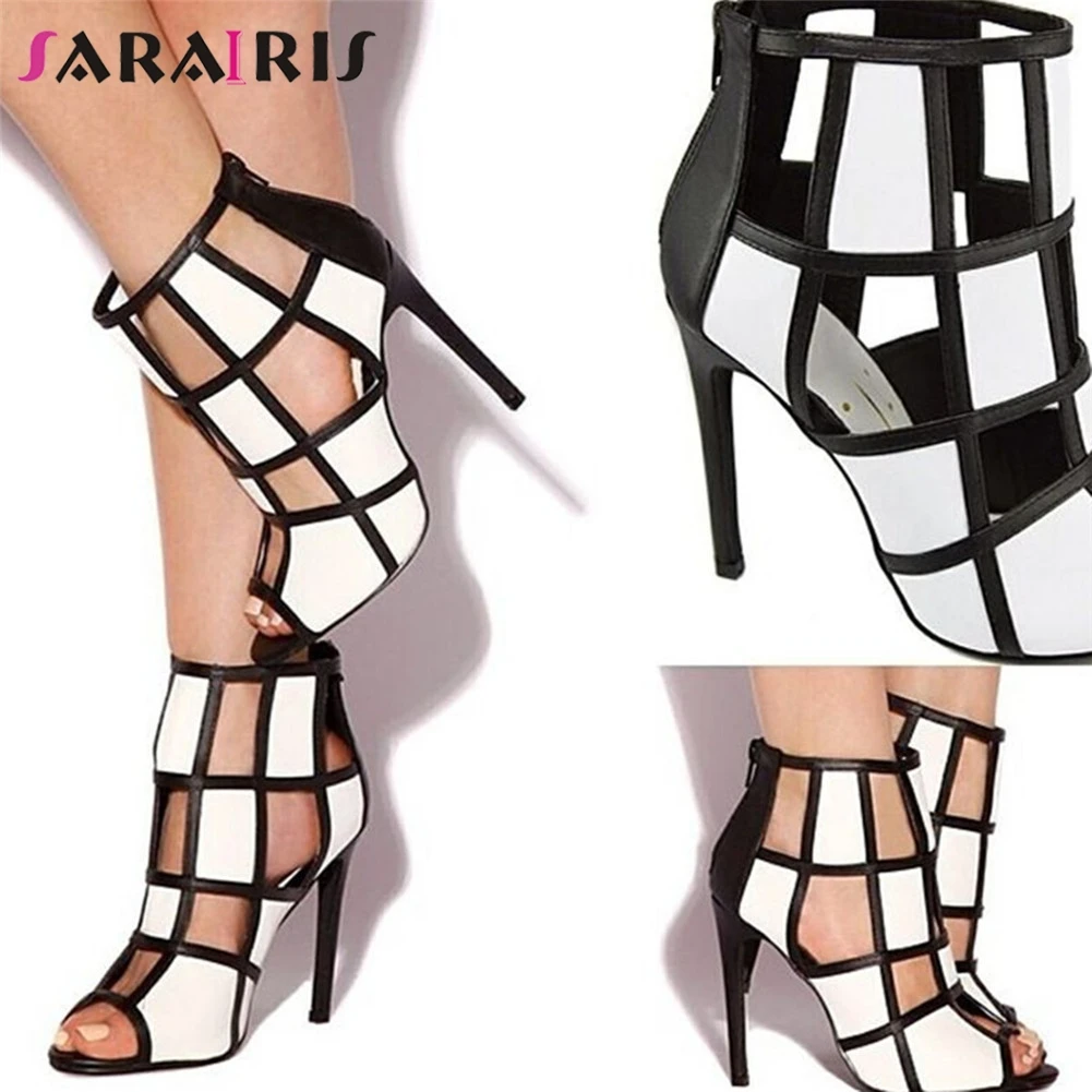 

SARAIRIS Brand Design Big Size 35-47 Sexy Hollow Party Women Shoes 2019 Summer Peep Toe Heels Shoes Woman Sandals