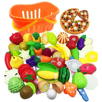 

40Pcs Pretend & Play Early Educational Kitchen Toys Children Simulation Vegetables and Fruits Cutting Playing Set for Kid Gift
