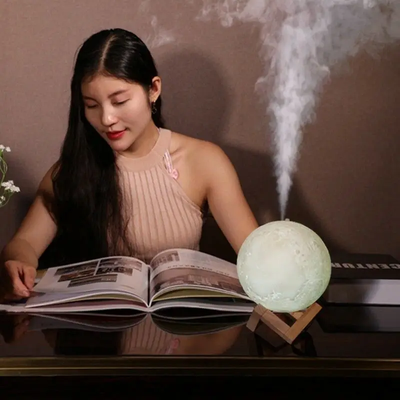  880ml Large Air Humidifier Aroma Essential Oil Aroma Diffuser For Home 3d Led Moon Light USB Aromat