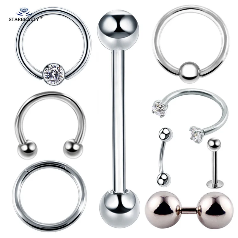 

2pcs Hot BCR Piercing Helix Tragus Fake Nose Ring Sexy Genital Piercing Labia Scrotum Pubic Foreskin Piercing Labret Lip Pircing