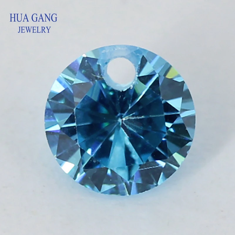 

Single Hole AAAAA Round Brilliant Seablue Cubic Zirconia Stone For Jewerly Making 3-10mm High Quality