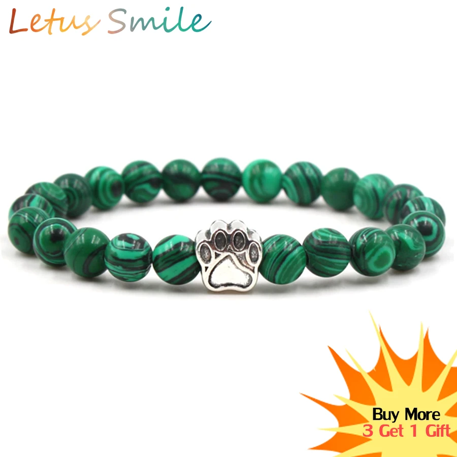 

Fashion Dog Claw Bracelets for Women New Malachite Beaded Bracelet Nature Semi-precious Stones Loyalty Love Jewelry Gift Braslet