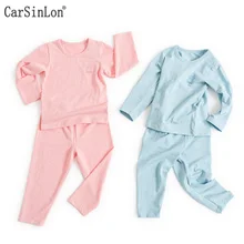 Конфеты Цвета с длинным рукавом для детей возрастом от 4 сезонов Тонкая Детская одежда Комплекты для девочек нижнее белье для мальчиков, Детские комплекты пижамы с длинными подштанниками