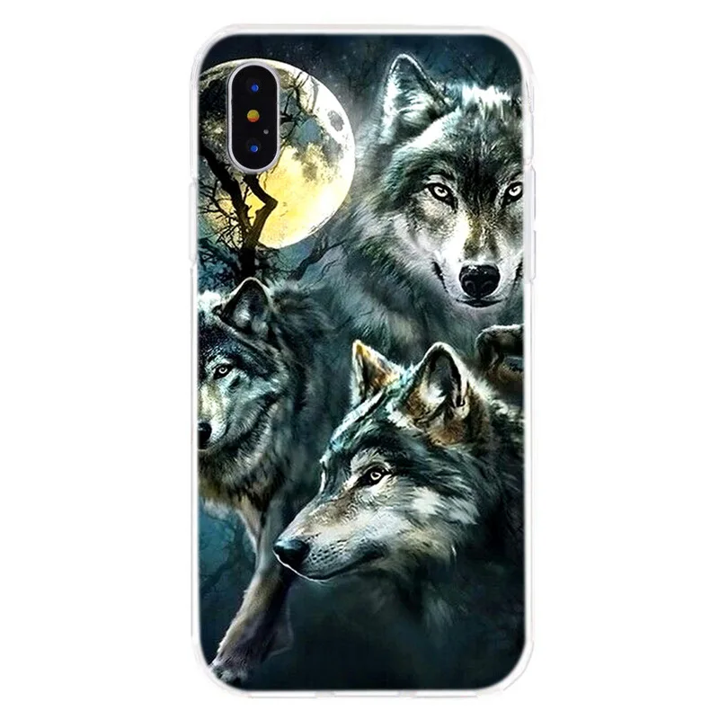 Модный Забавный динамический чехол для телефона с животным волком iPhone 8 7 6 S Plus XS XR