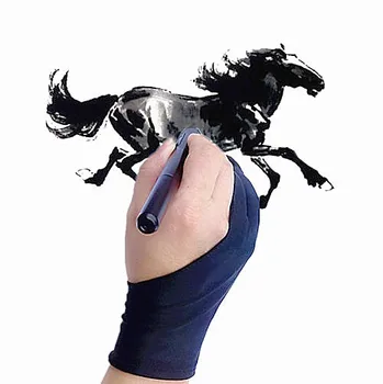 

100pcs drawing artist glove for any Graphics drawing Tablet Black 2 finger anti-fouling,both for right and left hand free size