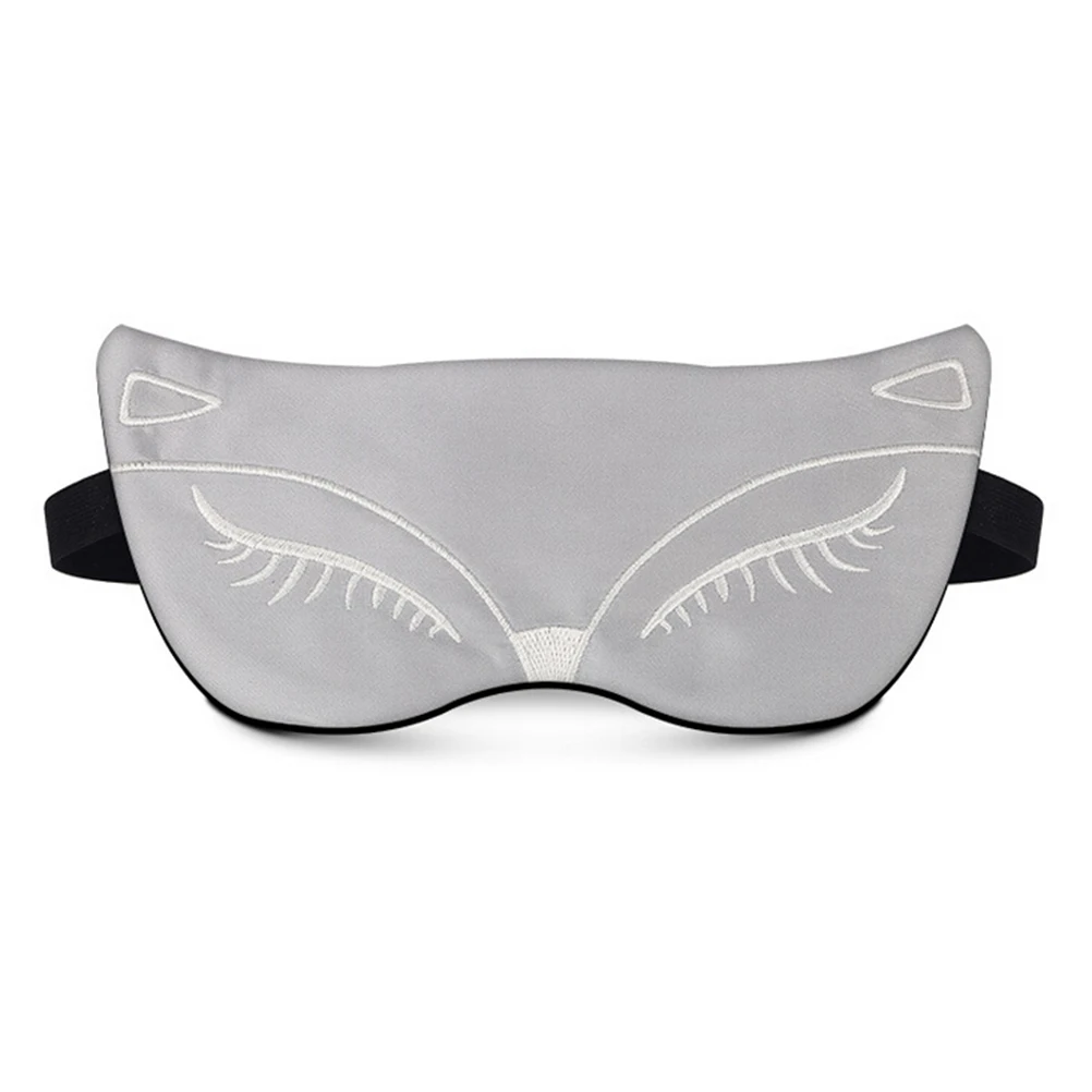 Ночная маска для лица на основе Двусторонняя Шелковая Маска на глаза для сна маска для сна Сексуальная Фокс тени для бровей 5 цветов с вышивкой эластичный бинт, маска на глаза для сна
