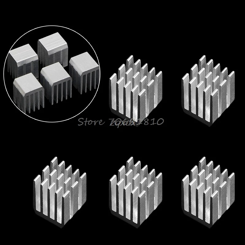 

5Pcs 9x9x12MM Aluminum Cooling RAM Radiator Heatsink Cooler Chipset Heat Sink Z09 Drop ship