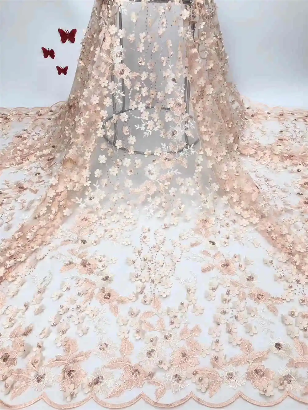 Latest Colorful African Appliqued Tulle Lace Fabric 2019 Wholesale French Net With Beaded For Nigeria Wedding Dress NX814z | Дом и сад