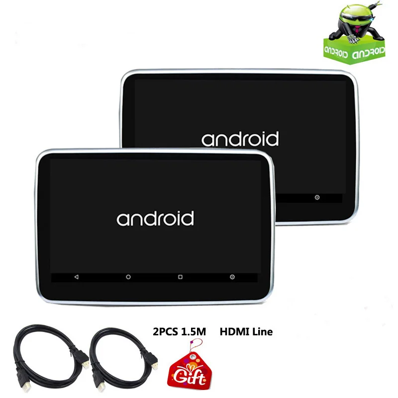 Автомобильный dvd-плеер Android 6,0 подголовник 10,1 дюймов HD 1080P ips сенсорный экран MP5 Монитор с wifi/HDMI/USB/SD/Bluetooth/fm tv в автомобиле - Цвет: 2 monitor only