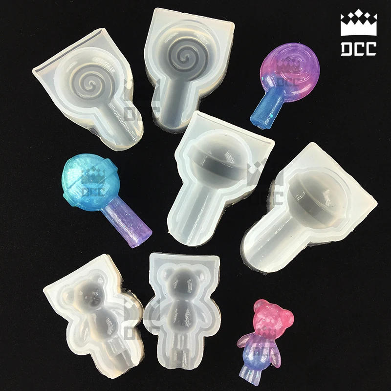 

1 Set 3D Bear Lollipop liquid silicone mold DIY resin jewelry mold for epoxy resin uv resin mold
