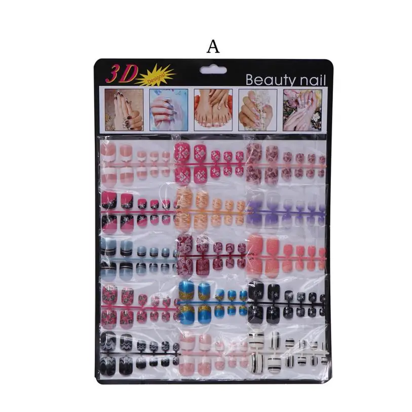 180pcs Mixed Set False Nail Tips for Toe Artificial Fake Nails Art