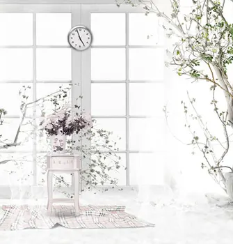 

TR Customize Thin Cloth Photography Wedding Backdrop White Bright Window Flowers Tree Background for Photo Studio photo backdrop